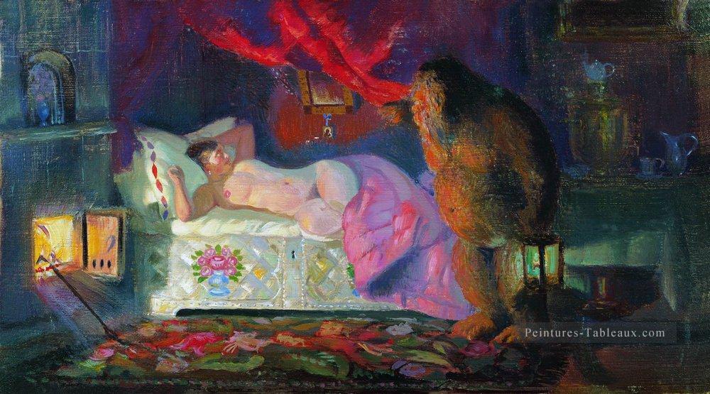 the merchant wife and the domovoi 1922 Boris Mikhailovich Kustodiev impressionism nude Peintures à l'huile